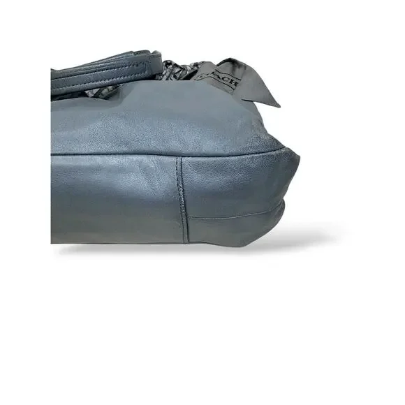 Coach Ashley Ruched Leather Satchel Gray Chain Shoulder Bag - Picture 12 of 15